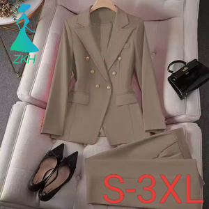Conjunto de Terno Feminino de Manga Longa para Escritório, Terno Formal de 2 Peças com Casaco e Calças - Product Image 1