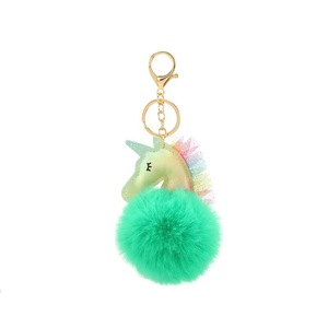 Vente en gros <span class=keywords><strong>Porte</strong></span>-clés <span class=keywords><strong>licorne</strong></span> mignon <span class=keywords><strong>Pompon</strong></span> Boule de fourrure <span class=keywords><strong>Porte</strong></span>-clés en peluche Sac à main souple Accessoires de charme pour femmes - Product Image 5