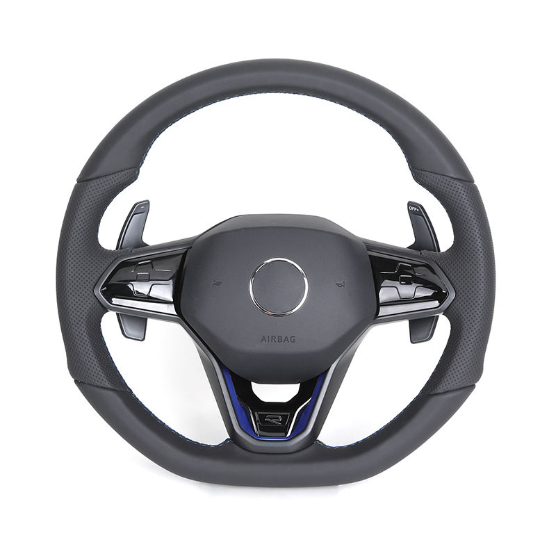 Cuir demi perforé + garniture bleue