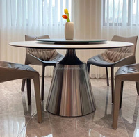 Designer Steinplatte Esstisch Runde Edelstahl Basis Luxus Plattenspieler Marmor Esstisch Set Esszimmer möbel