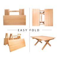 Petite table de camping d'extérieur, table de pique-nique en bois portable, facile à installer