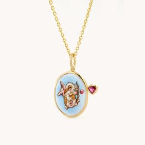 Nuevo Collar con Colgante <span class=keywords><strong>de</strong></span> Conejo Guardián del Tarot, Estilo Dibujos Animados, Pintado, con Conejo Admira-Lunas, Ángel Conejo y Corazón Rojo - Venta Directa <span class=keywords><strong>de</strong></span> Fábrica - Product Image 2