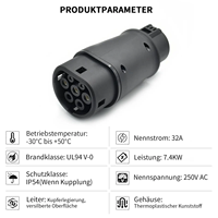 Adaptateur de chargeur EV Type1 à Type2 connecteur de charge de voiture de véhicule électrique 16A/32A SAE J1772 IEC62196 prise de convertisseur EV