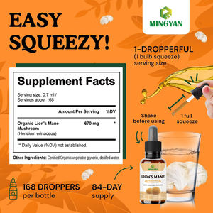 Großhandel Bio Löwen mähne Pilz Flüssigkeits tropfen Gehirn & Gedächtnis Unterstützung Immun Boost Antioxidans Kräuter mischung Ergänzung - Product Image 5