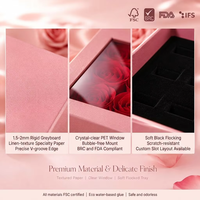 Boîte à bijoux en forme de rose avec couvercle fenêtré floqué OEM ODM |   FSC BRC FDA |   Boîte cadeau romantique MOQ500
