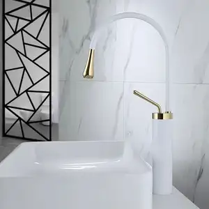 白色FashionTall台面安装水龙头浴室
