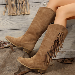 Botas de Plataforma de Moda en Color Morado, Estilo Western, con Tacón Alto, Cálidas y Sensuales para Otoño/Invierno/Verano para Mujer - Product Image 1