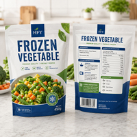 Sachet d'emballage plastique laminé personnalisé imprimé pour légumes surgelés, avec fenêtre transparente, pour mélange de légumes