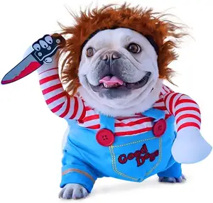 Costume de chien de poupée mortelle pour animaux de compagnie Costume drôle de fête de Noël d'Halloween pour petits chiens de taille moyenne