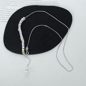 Wholesale Fashion Jewelry Necklace High Quality <b>Copper</b> <b>Chain</b> Crystal Stone Pearl Pendant Necklace for Women Girls - Product Image 6