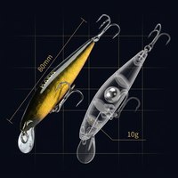KAIDA Sinking Minnow Balıkçılık Yemi 80mm 10g Sert Yem 3D Gözlü Üçlü Kancalı Levrek Turna Uzun Atış için