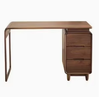 Bureau d'ordinateur en bois massif, noyer noir d'Amérique du Nord, bureau d'écriture minimaliste japonais avec tiroirs, poste de travail pour la maison et l'étude