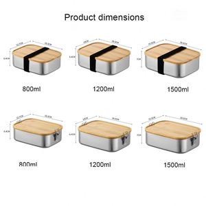 Custom logo Work Travel Eco-Friendly Meal Storage Food Container Leak-Proof Bamboo Lid Premium Stainless Steel Bento <b>Lunch</b> <b>Box</b> - Product Image 2
