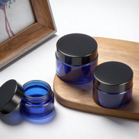Pots en verre bleu de qualité supérieure 20g/30g/50g/100g, étanches et hermétiques, pour cosmétiques, soins de la peau, pots de rangement élégants et durables