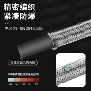 Tuyau tressé en acier inoxydable 1/2 po, flexible, pour chauffe-eau, robinet de toilette, tuyau d'entrée/sortie double extrémité 4 points - Product Image 5