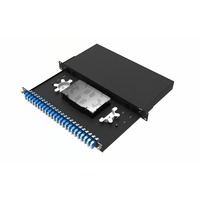 Panel Patch Splitter PLC Serat Optik Hitam 144 Port, Adaptor LC Tahan Air 1U 2U 19-Inci ODF Kepadatan Tinggi, Garansi 30 Tahun
