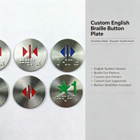 Bouton en acier inoxydable pour braille, modèle 011, taille personnalisée et symboles anglais pour ascenseurs, cinéma maison, jeux, éducation et plus encore