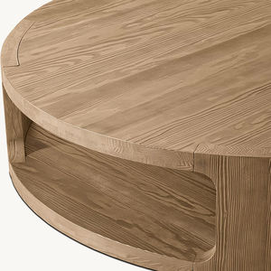 Muebles de sala de estar modernos, mesa de centro de madera redonda circular, mesa central con estante de almacenamiento - Product Image 3