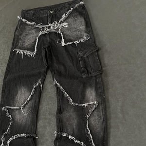 Jeans de Mezclilla Holgados de Moda para Hombre, Casuales para Diario, Cintura Media, Estilo Hip Hop, 100% Algodón, Desgastados, Estilo Urbano - Product Image 2