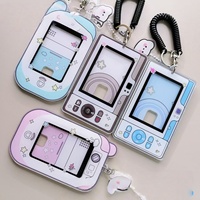 Porte-clés photo en acrylique 3-en-1 motif dessin animé, support de carte photo Kpop, porte-carte de crédit en forme d'appareil photo, étui de protection, accessoire de sac nuage