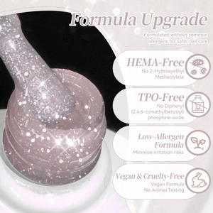 BORN PRETTY Esmalte de Uñas en Gel Rosa Claro Reflectante con Diamantes Disco, Color Gelatina Translúcido Brillante, Gel de Uñas con Destellos, Libre de HEMA y TPO - Product Image 6