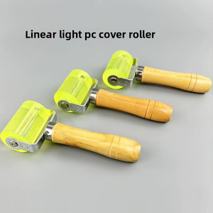 Rouleau de pressage pour bande LED avec poignée en bois, roue en PVC universelle pour l'installation de bandes LED COB SMD, applicateur d'adhésif - Product Image 1