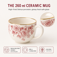 Ensemble de tasses en céramique pour couple, cadeau de mariage, rose, isolées, avec sous-verre, boîte cadeau pour mariée, marié, anniversaire, fête