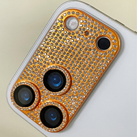 Orange Bling Diamond pour IPhone 17Pro Accessoires de téléphone portable Alumine anti-rayures pour IPhone 17 Pro Max Protecteur d'objectif d'appareil photo