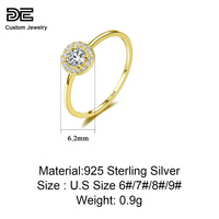 DE classique cercle Zircon minimaliste bagues fines 925 bagues en argent Sterling 14K plaqué or bijoux pour femmes bagues de fiançailles