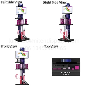 Floor Standing Cosmetic Display <b>Stand</b> With <b>Screen</b> Lipstick Shape Makeup Display Rack For Shopping Mall - Product Image 4