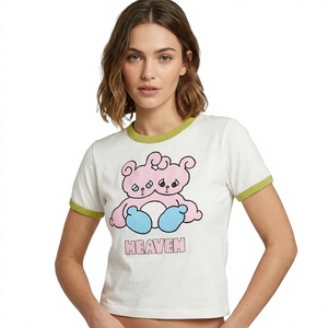 Camiseta Corta de Algodón 100% de Alta Calidad OEM para Mujer, con Estampado Personalizado de Panda, Sostenible, Marca Privada, Estilo Urbano - Product Image 2