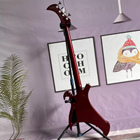 Guitare basse électrique personnalisée rouge métallique à 4 cordes de forme spéciale Solid Body Maple Neck Accept 4 5 6 cordes Basse électrique OEM