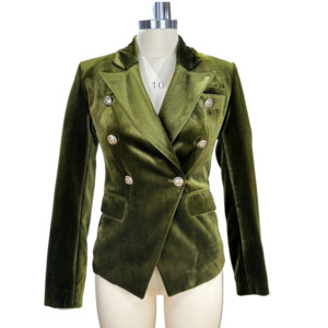 <span class=keywords><strong>Blazer</strong></span> de <span class=keywords><strong>terciopelo</strong></span> <span class=keywords><strong>verde</strong></span> para <span class=keywords><strong>mujer</strong></span>, con solapa, doble botonadura, lujoso, de PU, estilo urbano, ropa de <span class=keywords><strong>mujer</strong></span> - Product Image 2