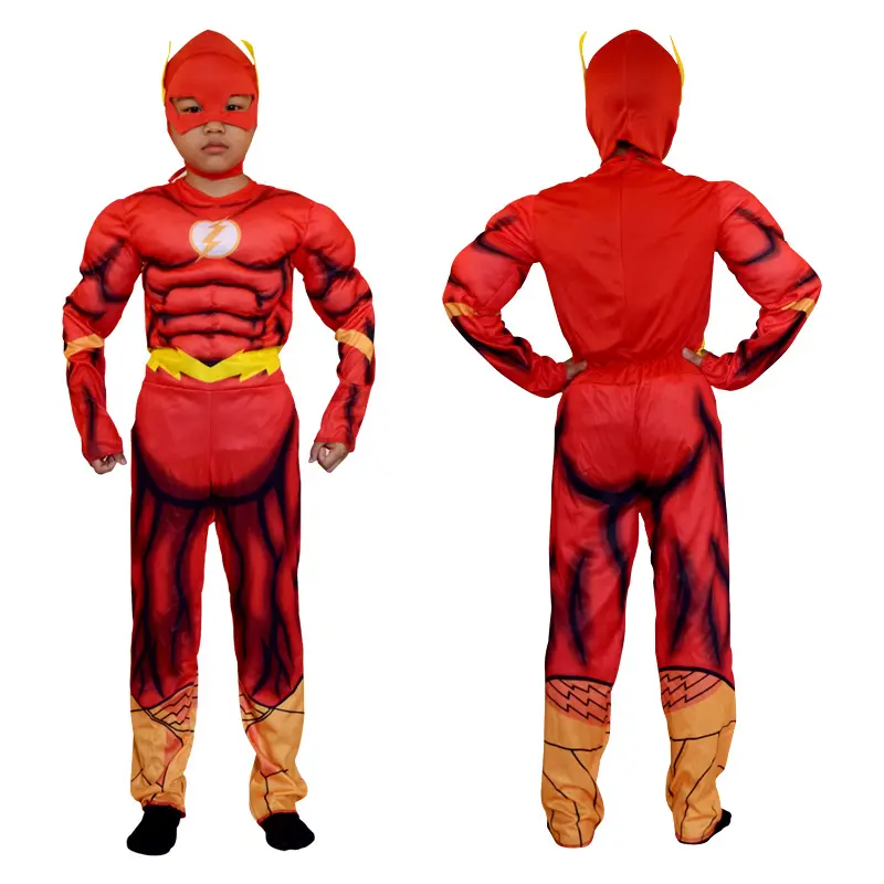 Boy's Deluxe Flash Costume Fancy Dress Kids Fantasy Comics Movie Carnival Party Halloween Flashman Cosplay Costumes