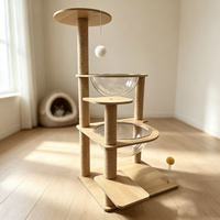 Arbre à chat en bois avec double capsule spatiale, griffoir en sisal, arbre à chat multi-plateformes, mobilier pour chat toutes saisons