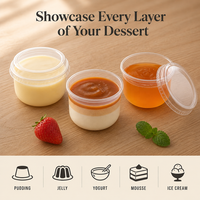 Gobelets en PP résistants aux hautes températures pour pouding, gelée, yaourt, gâteau, dessert, avec couvercle