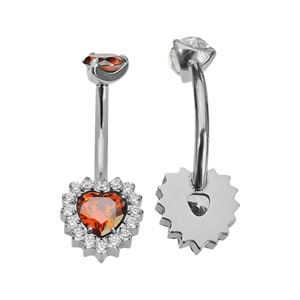Anillo de Ombligo Clásico de Titanio ASTM F136 con Zirconia, Rosca Interna, Forma de Corazón, Longitud de Barra de 12 mm, Joyería Unisex para Piercing de Ombligo - Product Image 6