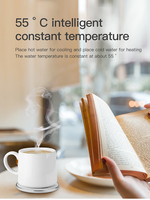 Chauffe-tasse électronique en céramique sans fil à arrêt automatique, ensemble de chauffage 2 en 1 avec charge USB, design luxueux pour le bureau et la maison