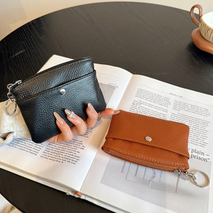 Cartera de Mano Pequeña con Cierre de Cuero Genuino <span class=keywords><strong>para</strong></span> Mujer, Mini Bolsa de Piel de Vaca de Primera Capa <span class=keywords><strong>para</strong></span> Guardar Llaves y Tarjetas - Product Image 3
