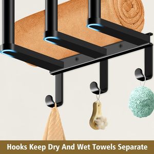 <span class=keywords><strong>Porte</strong></span>-serviettes mural en métal grande capacité à double barre, 3 crochets, multifonction, pour serviettes roulées ou pliées, <span class=keywords><strong>petit</strong></span> modèle - Product Image 5