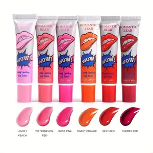 Romantic Bear Wow Peel Off Lipstick Waterproof Permanent Esay Long Lasting Peel Off Lip Gloss Uv Gel Ice Cream Shape Lip Gloss