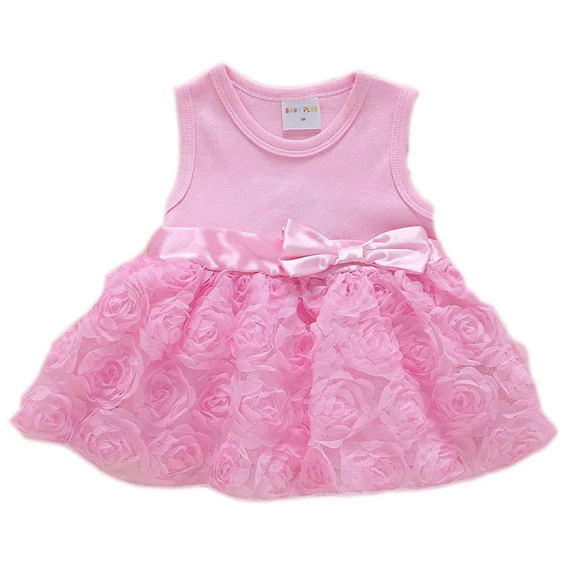 SummerノースリーブRed Infant Dress Bow Princess Style 1 Year Old Baby Girl Party Dress 3 6 9 Months 1st Birthday Dress