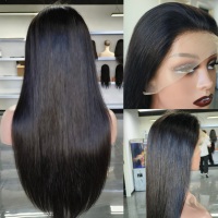 Perruque frontale en dentelle HD sans colle, densité 250%, cheveux brésiliens, transparente, perruque complète en dentelle 360, cheveux humains, avec baby hair