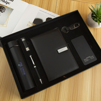 Ensemble cadeau d'entreprise de luxe avec bloc-notes en cuir, batterie externe, gadgets promotionnels, cadeau d'affaires pour hommes et femmes