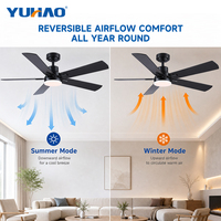 Ventilateur de plafond LED silencieux avec télécommande, moteur BLDC, pales en contreplaqué, 42-52 pouces, pour salon, salle à manger, chambre à coucher - Fabrication OEM/ODM