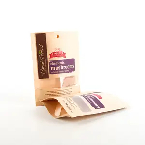 Bolsa de embalaje de nueces de Papel kraft de grado alimenticio, bolsa de papel kraft con ventana para nueces esmaltadas con miel