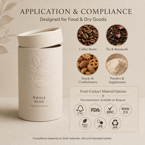 Emballage personnalisé en tube de papier de qualité alimentaire |   Boîte cylindrique en carton kraft FSC pour café, thé, poudre, complément alimentaire, OEM, biodégradable - Product Image 6
