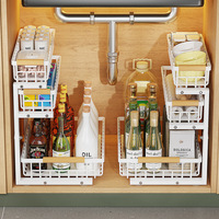 Organisateur d'évier de cuisine moderne à 3 niveaux, étagère de rangement multifonctionnelle pour comptoir, étagère coulissante pour armoire, sans perçage, en métal, gain de place