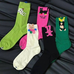 Women's Summer Cartoon <b>Socks</b> Mid-Calf <b>Breathable</b> Jacquard Korean Style Fashionable Thin Design - Product Image 1