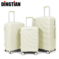 Valise à roulettes universelle silencieuse à trois pièces en PP de grande capacité, avec serrure à combinaison, pour voyages transfrontaliers